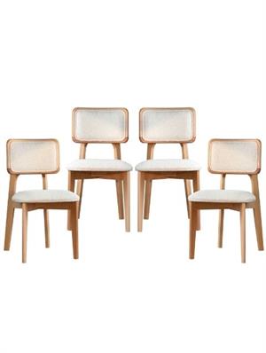 Woodenbend Mirla Naturel Ahsap Döşemeli Sandalye 4 Adet