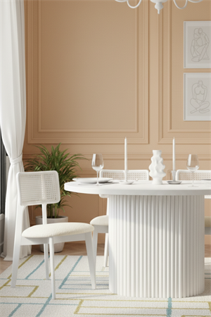Woodenbend Mirla Oval Beyaz Ahşap 80x130 Ahşap Yemek Masası Takımı – Hazeran Sandalyeli 4 Kişilik Masa Seti