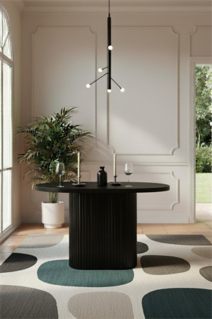 Woodenbend Mirla Siyah Ahşap 80x130 cm Oval Yemek Masası – Bohem & İskandinav Tarz