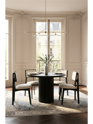 Woodenbend Mirla Siyah Ahşap Masa Takımı 100x100 cm – 4 Mirla Döşemeli Sandalyeli Modern Set