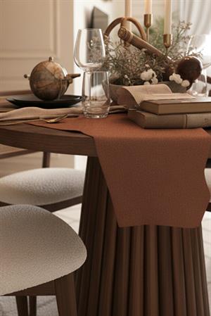 Woodenbend Monaco Ceviz Beyaz Yuvarlak Masa Sandalye Takımı 100x100 cm – 4 Doğal Hazeranlı Sandalyeli Modern Country İskandinav Set