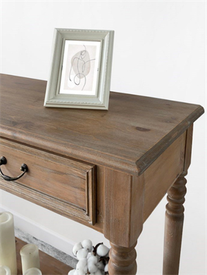 Woodenbend Monaco Eskitme Masif Ahşap 3 Çekmeceli Dresuar – Klasik Modern Country Tarz Konsol - 120x38x80 cm