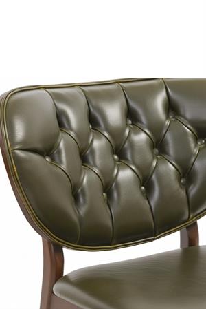 Woodenbend Morena Ceviz Rengi Ahşap Suni Deri Kapitone Berjer – Modern Salon Koltuğu