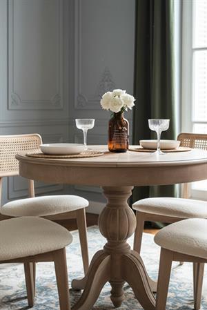 Woodenbend Mossa Eskitme Açılır Ahşap Mutfak Masası – 110x110 cm, Vintage Yemek Masası ve Sandalye Seti