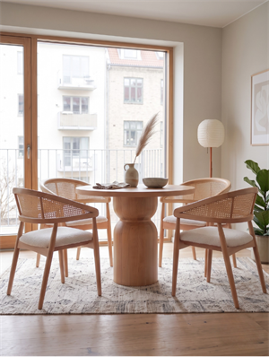 Woodenbend Nicolo Naturel Yuvarlak Yemek Masası Takımı 100 cm – Hazeran Kollu Sandalyeli Masif Kayın Ahşap Modern Masa Takımı