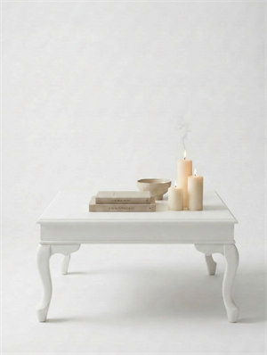 Woodenbend Nitra Mat Lake Beyaz Renk Orta Sehpa | Kayın Modern Country İskandinav Tasarım 82x82x46