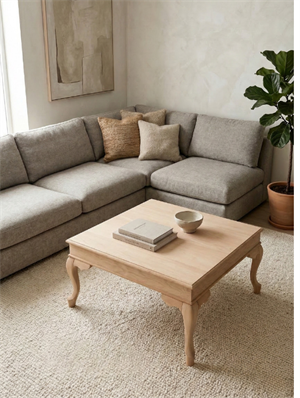 Woodenbend Nitra Naturel Renk Kayın Ahşap Orta Sehpa | Kayın Modern Country İskandinav Tasarım 82x82x46