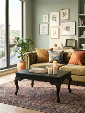 Woodenbend Nitra Siyah Orta Sehpa 82x82 Mat Lake Ahşap Modern İskandinav Rustik Salon Sehpası