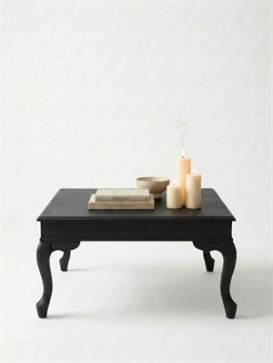 Woodenbend Nitra Siyah Orta Sehpa 82x82 Mat Lake Ahşap Modern İskandinav Rustik Salon Sehpası