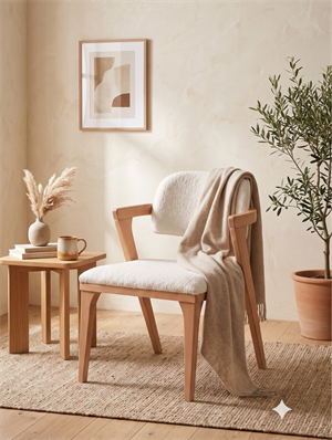 Woodenbend Noa Naturel Ahşap Sandalye | Masif Kayın Ağacı Modern İskandinav Yemek Masası Sandalyesi 52x60x84 cm