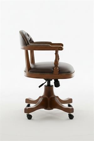 Woodenbend Orin Ceviz Rengi Kapitone Suni Deri Ofis Sandalyesi – Kayın İskelet Zamansız Stil
