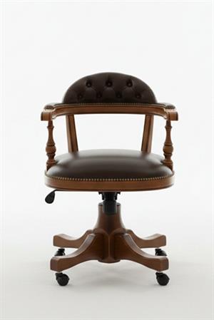 Woodenbend Orin Ceviz Rengi Kapitone Suni Deri Ofis Sandalyesi – Kayın İskelet Zamansız Stil