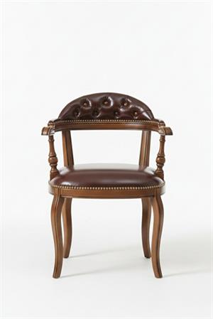 Woodenbend Orin Ceviz Rengi Kapitone Suni Deri Kolçaklı Sandalye – Kayın İskelet Zamansız Stil