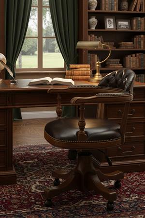 Woodenbend Orin Ceviz Rengi Kapitone Suni Deri Ofis Sandalyesi – Kayın İskelet Zamansız Stil