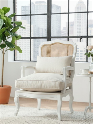 Woodenbend Orlando Beyaz Natural Hazeranlı Berjer – Kayın Ağacı, İskandinav Bohem Tarz, Konforlu Oturum