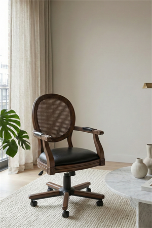 Woodenbend Orlando Ceviz Rengi Suni Deri Ofis Sandalyesi – Kayın İskelet Zamansız Stil