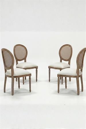 Woodenbend Orlando Eskitme Oval Açılır Yemek Masası Takımı 80x120/150 cm | Hazeran Sandalyeli 4-6 Kişilik Vintage Country Ahşap Masa Seti