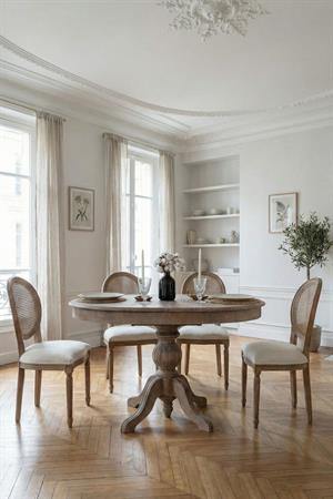 Woodenbend Orlando Eskitme Oval Açılır Yemek Masası Takımı 80x120/150 cm | Hazeran Sandalyeli 4-6 Kişilik Vintage Country Ahşap Masa Seti