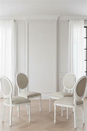 Woodenbend Orlando Shabby Chic Tarzı Beyaz Masa Takımı – Ceviz Rengi Tablalı 100 cm, 4 Döşemeli Kayın Sandalye