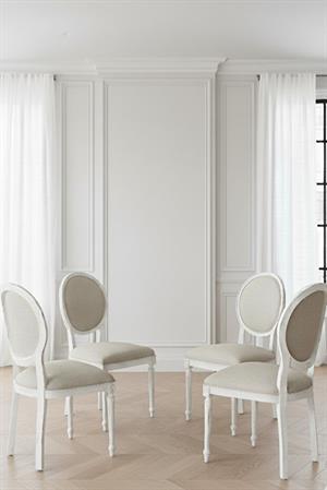 Woodenbend Orlando Shabby Chic Tarzı Beyaz Masa Takımı – Ceviz Rengi Tablalı 110 cm, 4 Döşemeli Kayın Sandalye