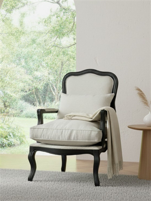 Woodenbend Orlando Siyah Döşemeli Berjer – Kayın Ağacı, İskandinav Bohem Tarz, Konforlu Oturum