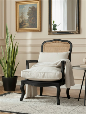 Woodenbend Orlando Siyah Natural Hazeranlı Berjer – Kayın Ağacı, İskandinav Bohem Tarz, Konforlu Oturum