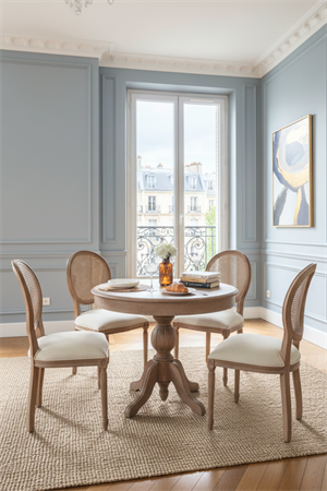 Woodenbend Orlando Yuvarlak Eskitme Açılır Ahşap Masa Sandalye Takımı 100x100 cm – Açıldığında 100x130 cm