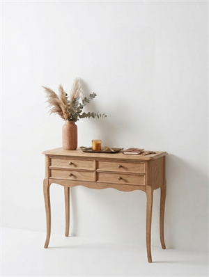 Woodenbend Oslo Natural Renk Ahşap Dresuar 4 Çekmeceli Antre Konsolu Rustik Country Klasik Şık Dresuar