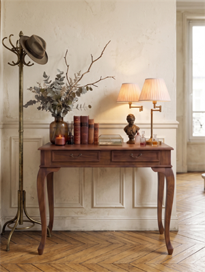 Woodenbend Panama Ceviz Dresuar 100x39x80 cm | 2 Çekmeceli Modern Klasik Şık Antre Dresuar