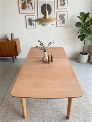 Woodenbend Romeo Natural Ahşap Açılır Mutfak Masa Takımı 80x120 cm | 4 Kumaş Kaplı Sandalyeli Modern Masa Seti