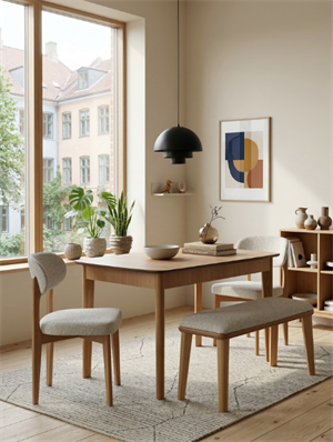 Woodenbend Sunset Natural Ahşap Açılır Mutfak Masa Takımı 80x120 cm – 2 Sandalyeli, 1 Benchli İskandinav Rustik Modern Yemek Masası 