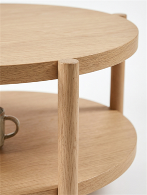 Woodenbend Milano Natural Yuvarlak Orta Sehpa 98 cm – Raflı Doğal Ahşap Modern İskandinav Tasarım Sehpa
