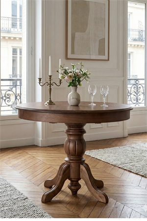 Woodenbend Roma Ceviz Rengi Yuvarlak  Açılır Masa 100x100 – 100x130 İskandinav Bohem Tarzı