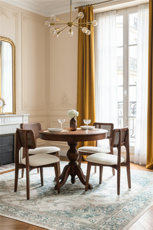 Woodenbend Rosense Açılır Masa Takımı Ceviz Rengi 100x100–130 cm 4 Döşemeli Sandalye Modern İskandinav