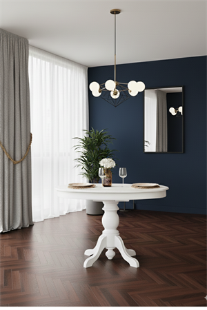 Woodenbend Ronya Beyaz Ahşap Oval Açılır Masa 80x120