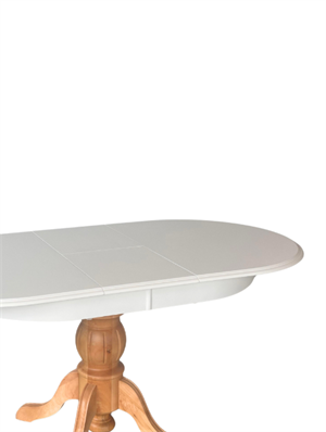 Woodenbend Ronya Natural Beyaz Ahşap Hazeranlı Oval Açılır Masa Sandalye Takımı 80x120