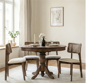 Woodenbend Ronya Oval Açılır Masa Takımı Ceviz Rengi 80x120–150 cm 4 Döşemeli Sandalye Modern İskandinav