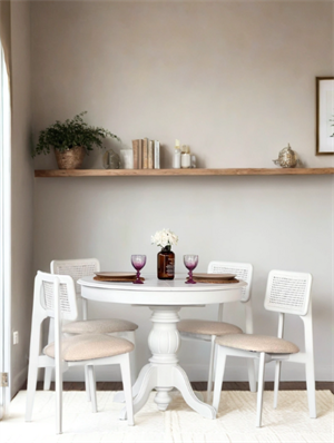 Woodenbend Rosense Beyaz Ahşap Açılır Masa Sandalye Takımı 100x100