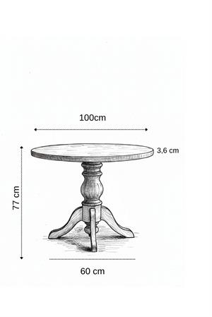 Woodenbend Rosense Eskitme 100x100 Yuvarlak Yemek Masası Takımı | Doğal Kayın Kaplama Tablalı, 4 Hazeranlı Kayın Sandalyeli Country Masa Seti