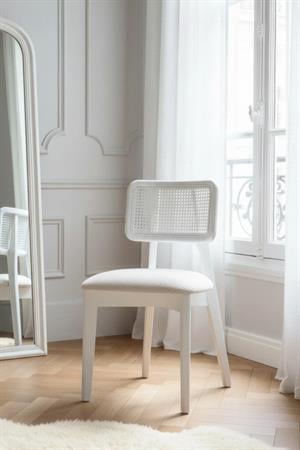 Woodenbend Rosense Yuvarlak Beyaz 100 cm Ahşap Yemek Masası Takımı – Hazeran Sandalyeli 4 Kişilik Masa Seti