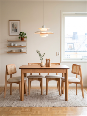 Woodenbend Sunset Natural Ahşap Açılır Mutfak Masa Takımı 80x120 cm | 4 Hazeranlı Sandalyeli 4-6 Kişilik Masa Seti