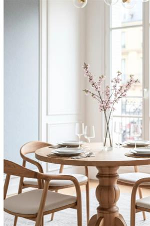 Woodenbend Tonga Natural Ahşap Masa Sandalye Takımı 100x100 İskandinav Modern 4 Kayın Ağacı Sandalyeli