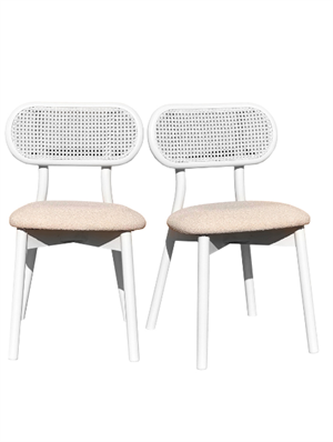 Woodenbend Troy Beyaz Ahşap Beyaz Hazeranlı Sandalye ( 4 Adet )