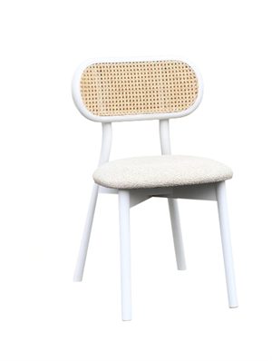 Woodenbend Troy Beyaz Ahşap Natural Hazeranlı Sandalye (4 Adet )
