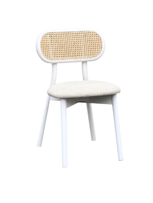 Woodenbend Troy Beyaz Ahşap Natural Hazeranlı Sandalye (4 Adet )