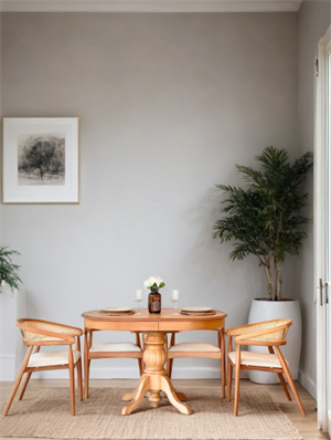 Woodenbend Valens Natural Ahşap Hazeranlı Açılır Masa Sandalye Takımı