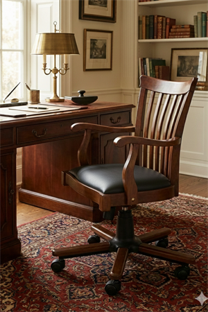 Woodenbend  Venetto Ceviz Rengi Suni Deri Ofis Sandalyesi – Kayın İskelet Zamansız Stil