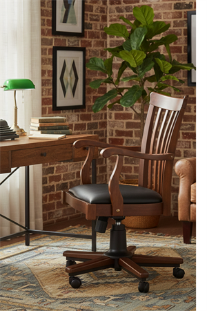 Woodenbend  Venetto Ceviz Rengi Suni Deri Ofis Sandalyesi – Kayın İskelet Zamansız Stil