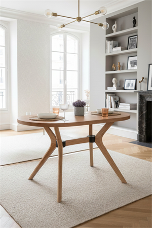 Woodenbend Vista Oval Natural Ahşap Masa Takımı 80x130 cm – Bohem İskandinav Tasarım, 4 Sandalyeli