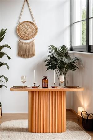 Woodenbend Wessa Oval Natural 80x130 Ahşap Yemek Masası Takımı – Hazeran Sandalyeli 4 Kişilik Masa Seti